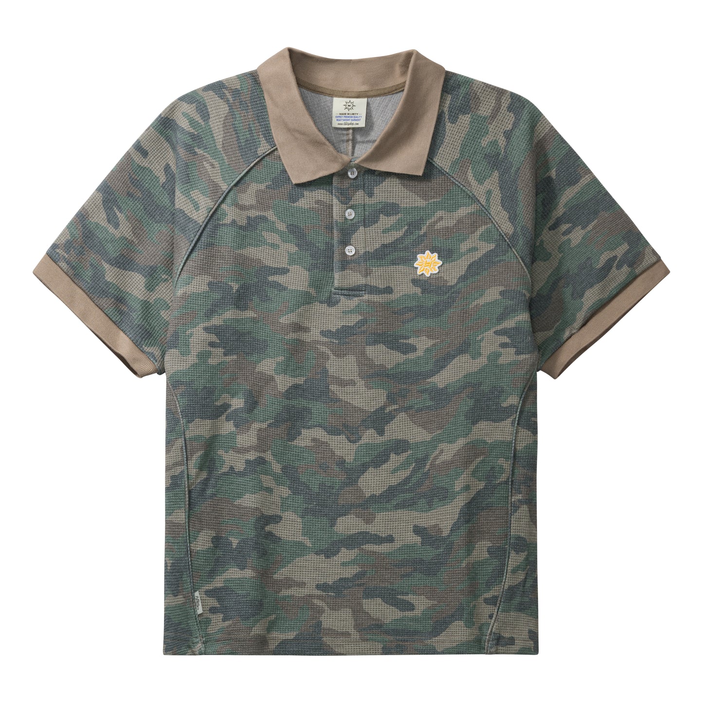 LIBITY WAFFLE POLO (WOODLAND CAMO)