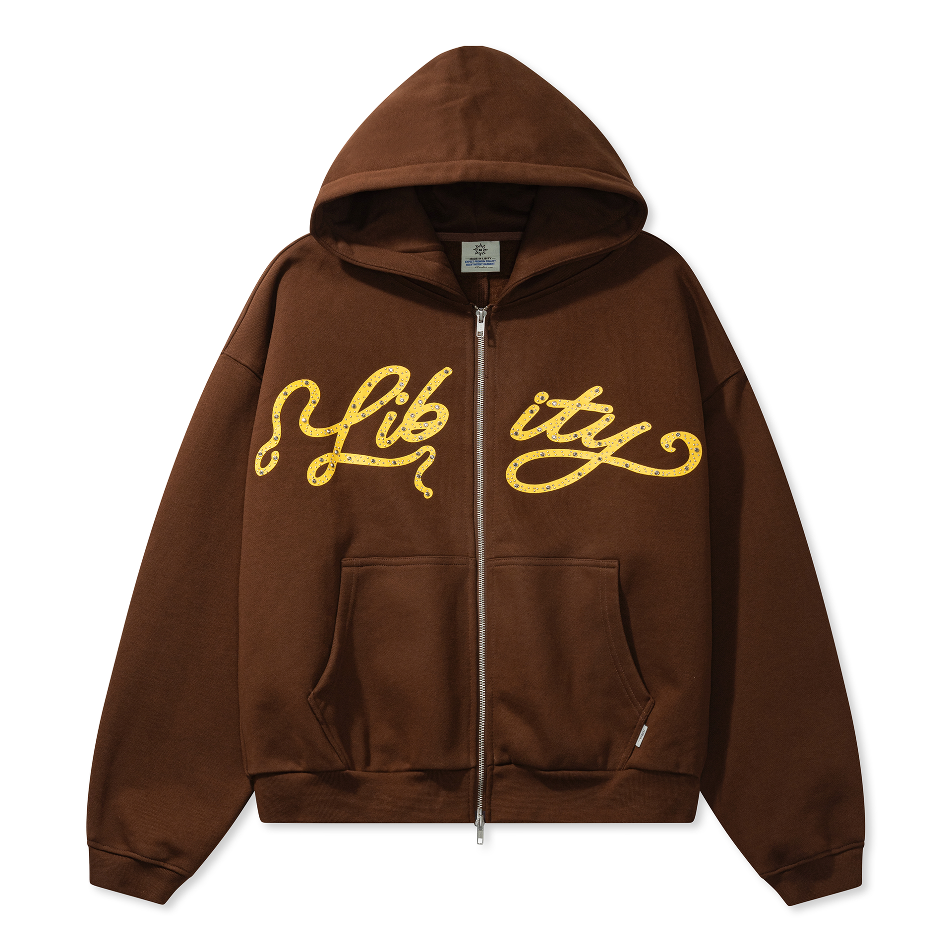 LIBITY ZIP HOODIE RHINESTONE (BROWN) – Libity