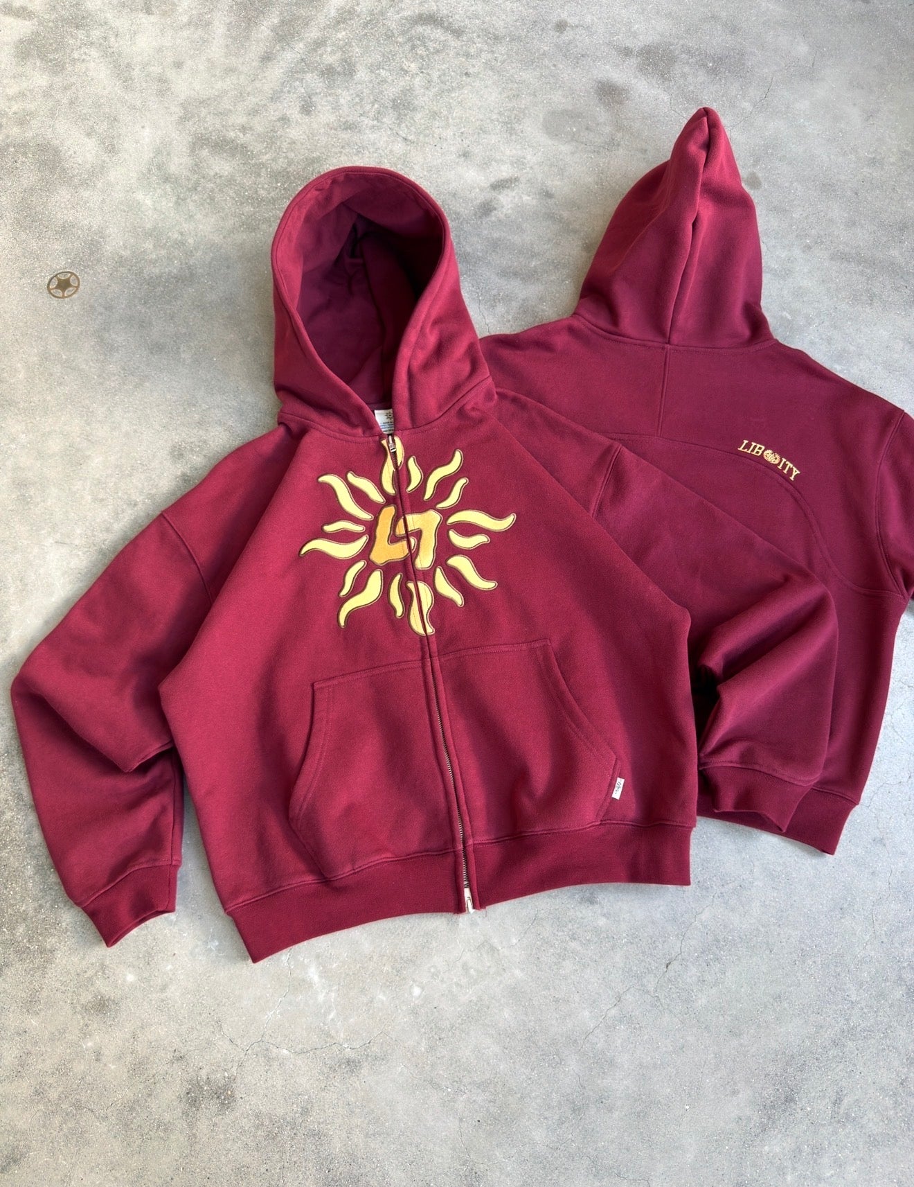 LIBITY ZIP HOODIE (BURGUNDY RED)