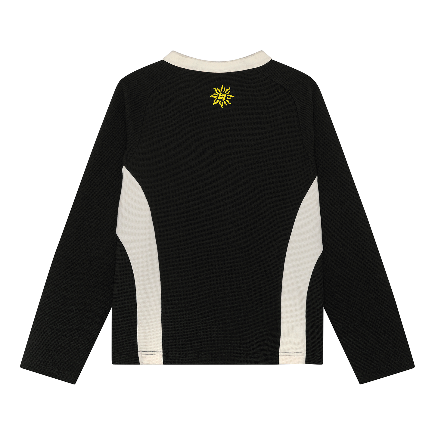 WAFFLE LONGSLEEVE HENLEY (BLACK)