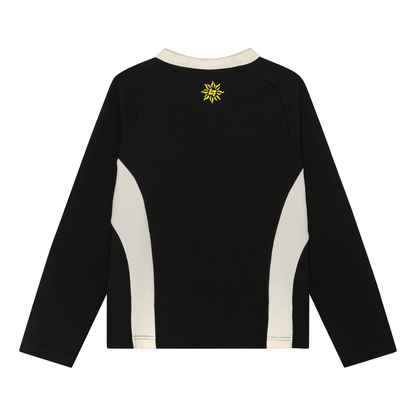 WAFFLE LONGSLEEVE HENLEY (BLACK)