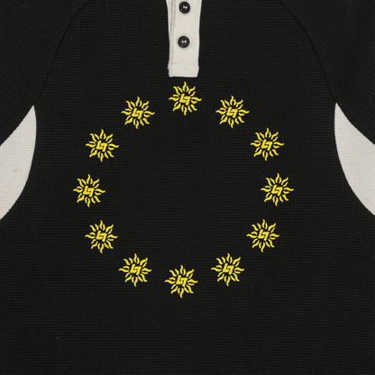 WAFFLE LONGSLEEVE HENLEY (BLACK)